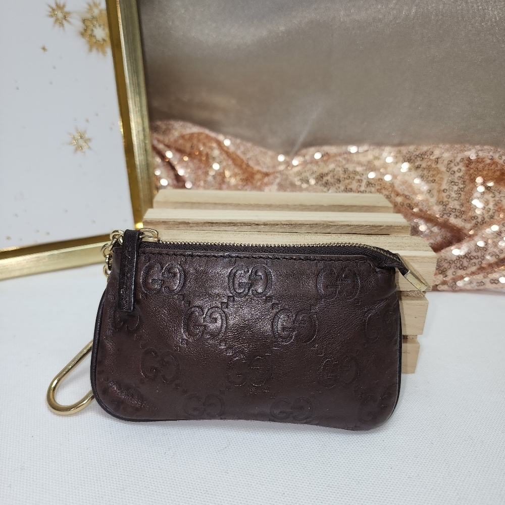 Authentic Gucci Guccissima Brown Leather Keychain Pouch With Retail Bag - Picture 4 of 17